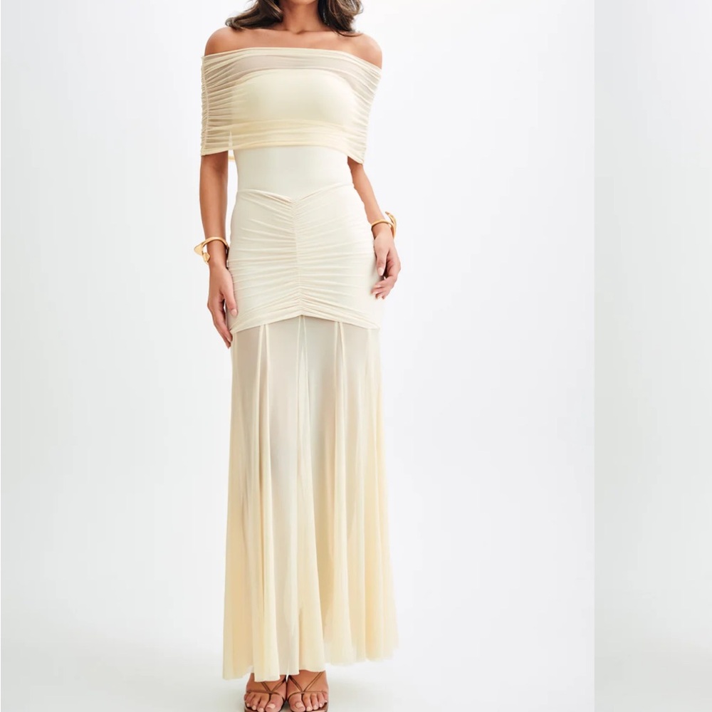 Elegant Cream Off-Shoulder Dress